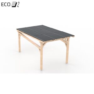 Luralux Komplettes Einzelcarport aus Holz (Fichte) mit Photovoltaik-Glasdachsystem