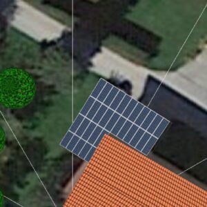 Google Maps Ansicht mit Planung der Installation einer Photovoltaik Überdachung aus Glas für die Ertragsberechnung