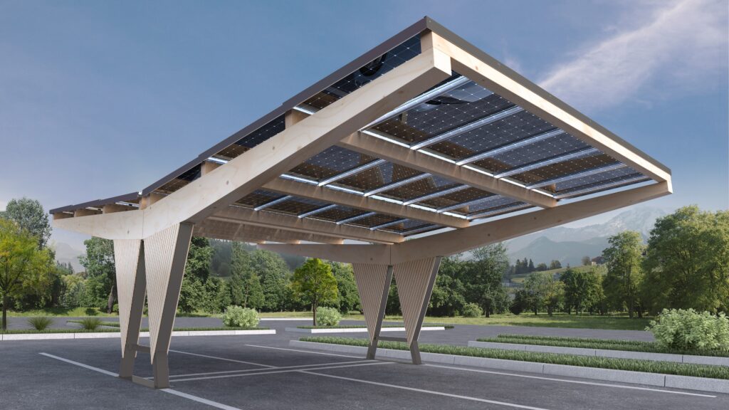 Luralux Stahlz/Holz-Hybrid Photovoltaik Carport